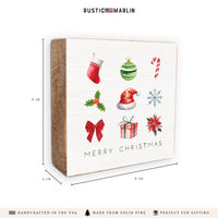 Merry Christmas Icons Block Sign