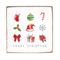 Merry Christmas Icons Block Sign
