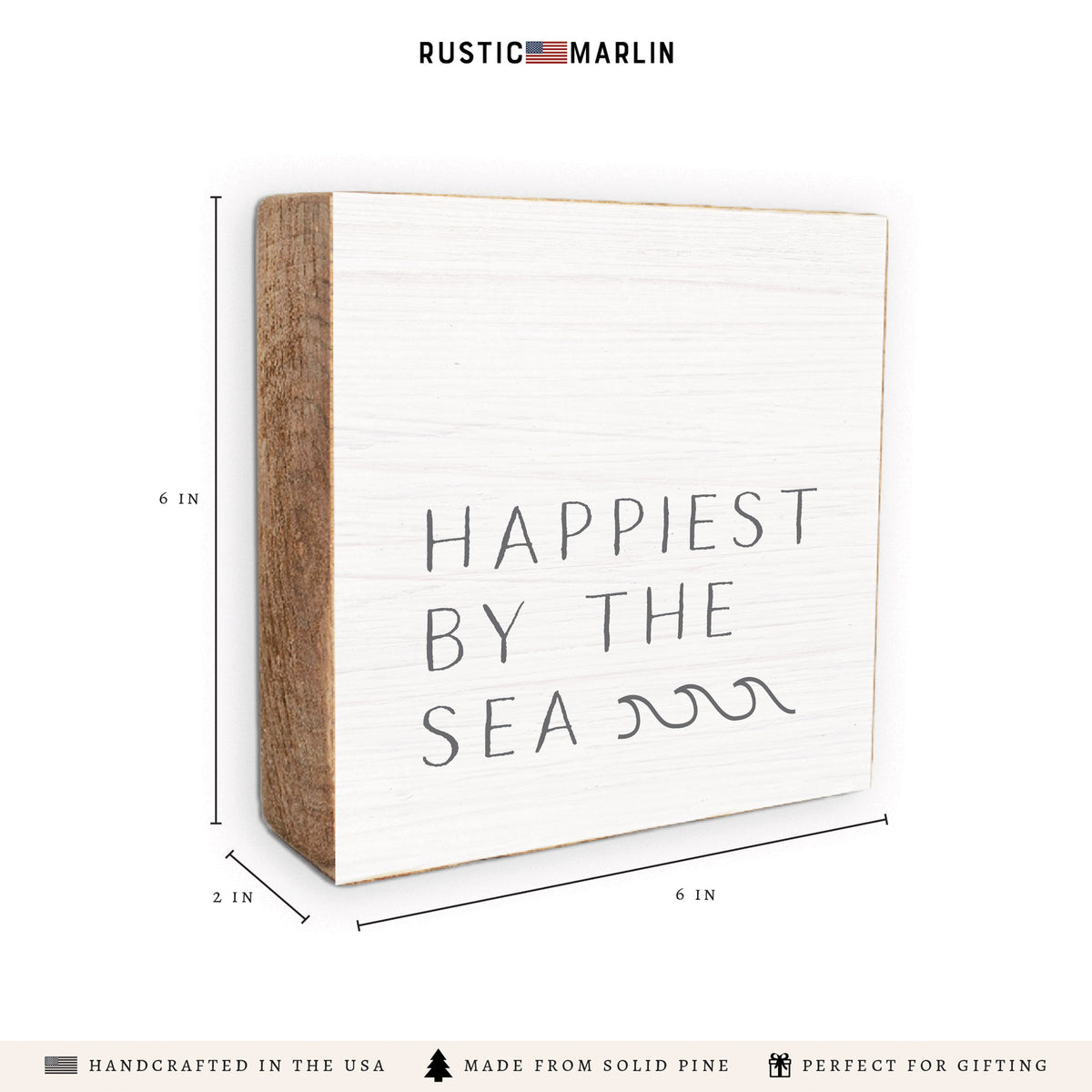 Happiest By The Sea Block Sign