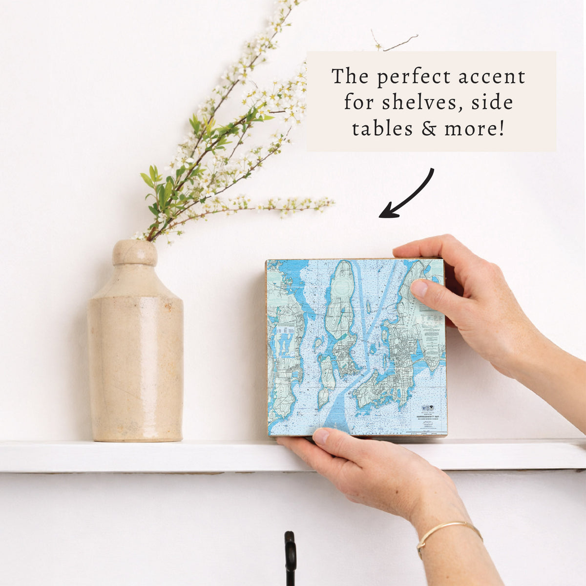 Narragansett Bay Chart Map Block Sign