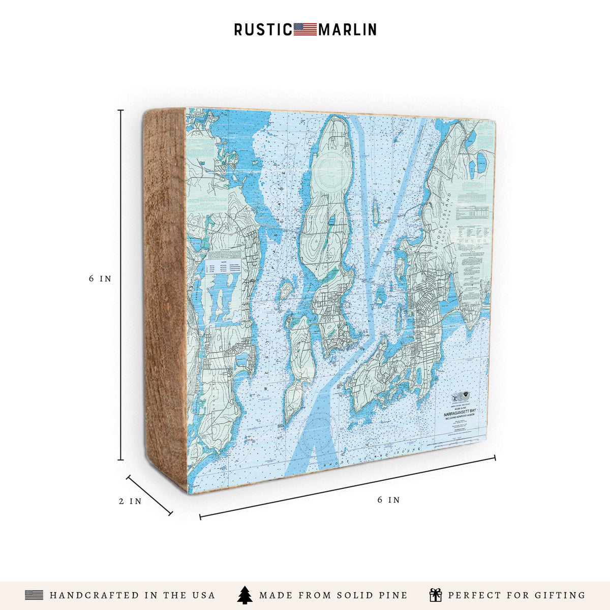 Narragansett Bay Chart Map Block Sign