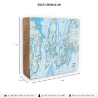 Narragansett Bay Chart Map Block Sign