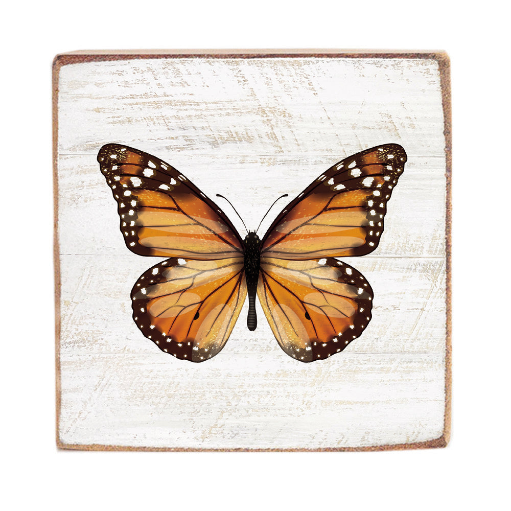 Monarch Butterfly Decorative Wooden Block