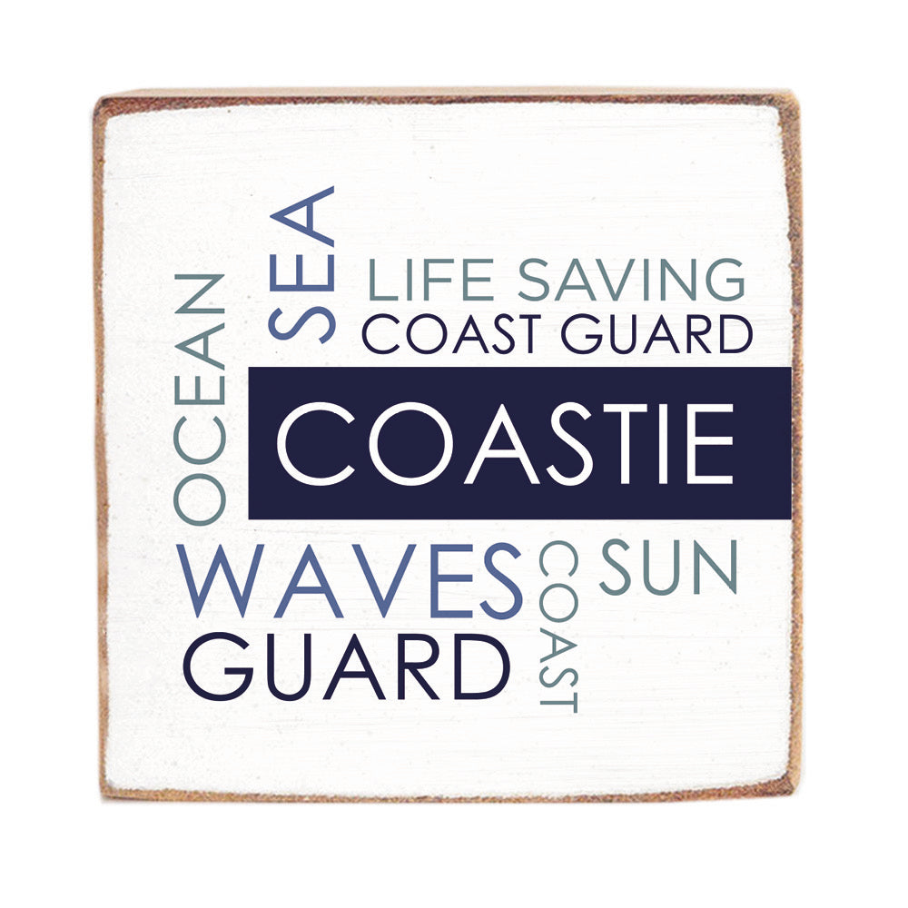 Coastie Word Cloud Decorative Wooden Block