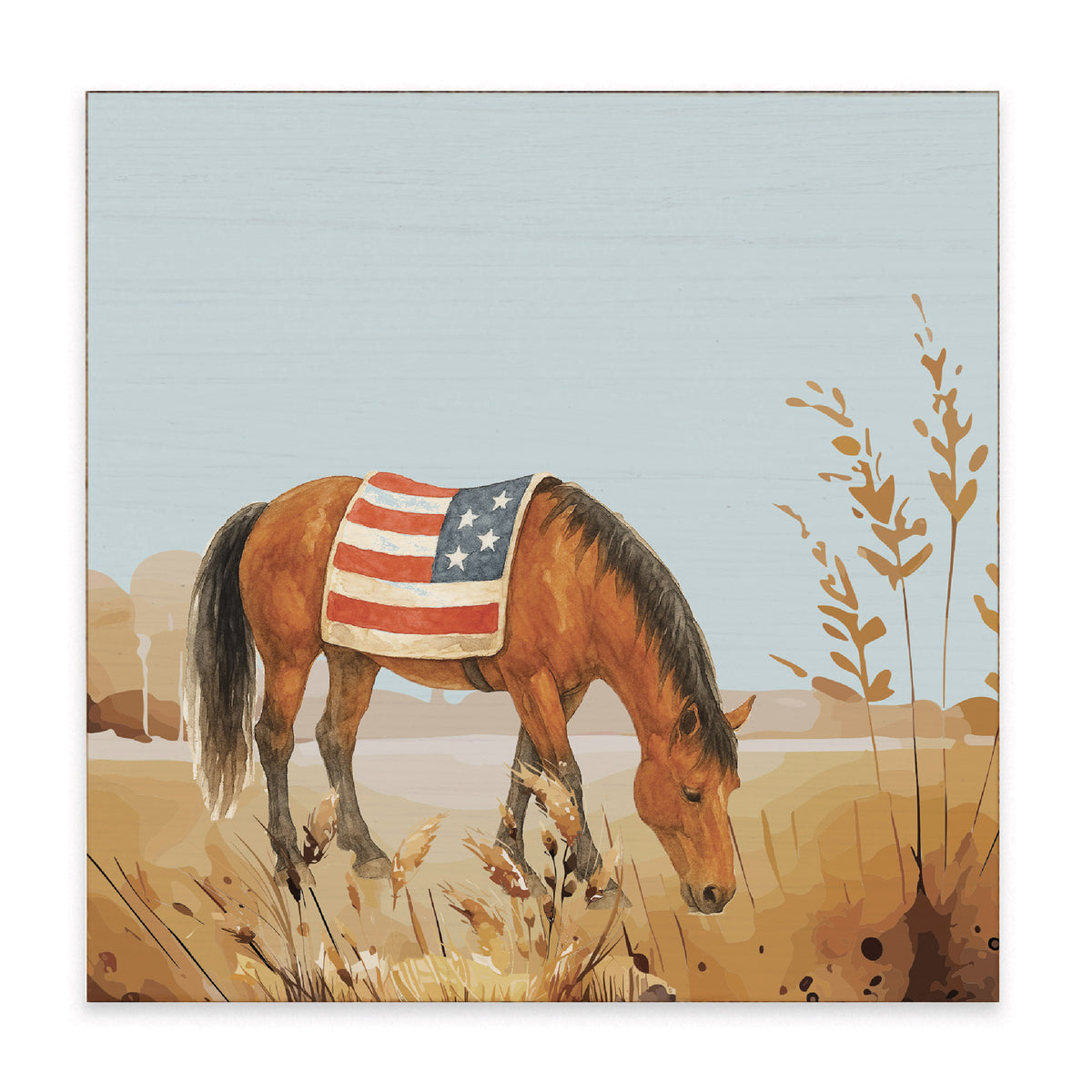 American Flag Horse Block Sign