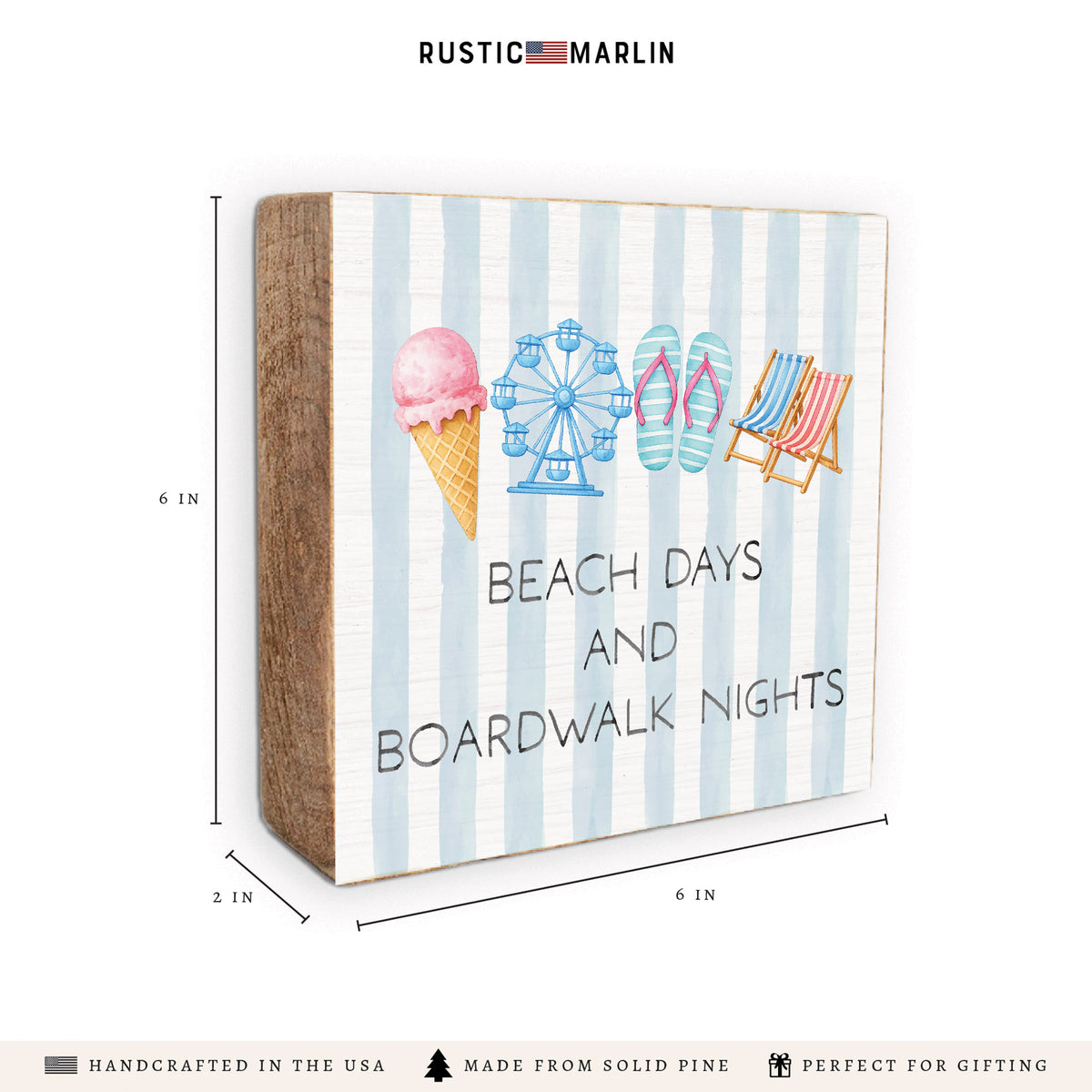 Beach Days And Boardwalk Nights  Block Sign