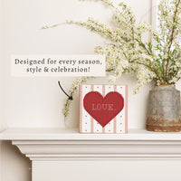 Love Heart Printed Needlepoint Block Sign