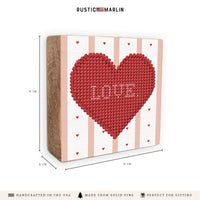 Love Heart Printed Needlepoint Block Sign