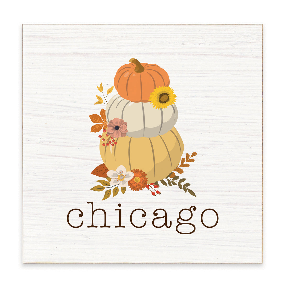 Chicago Harvest Pumpkins Block Sign