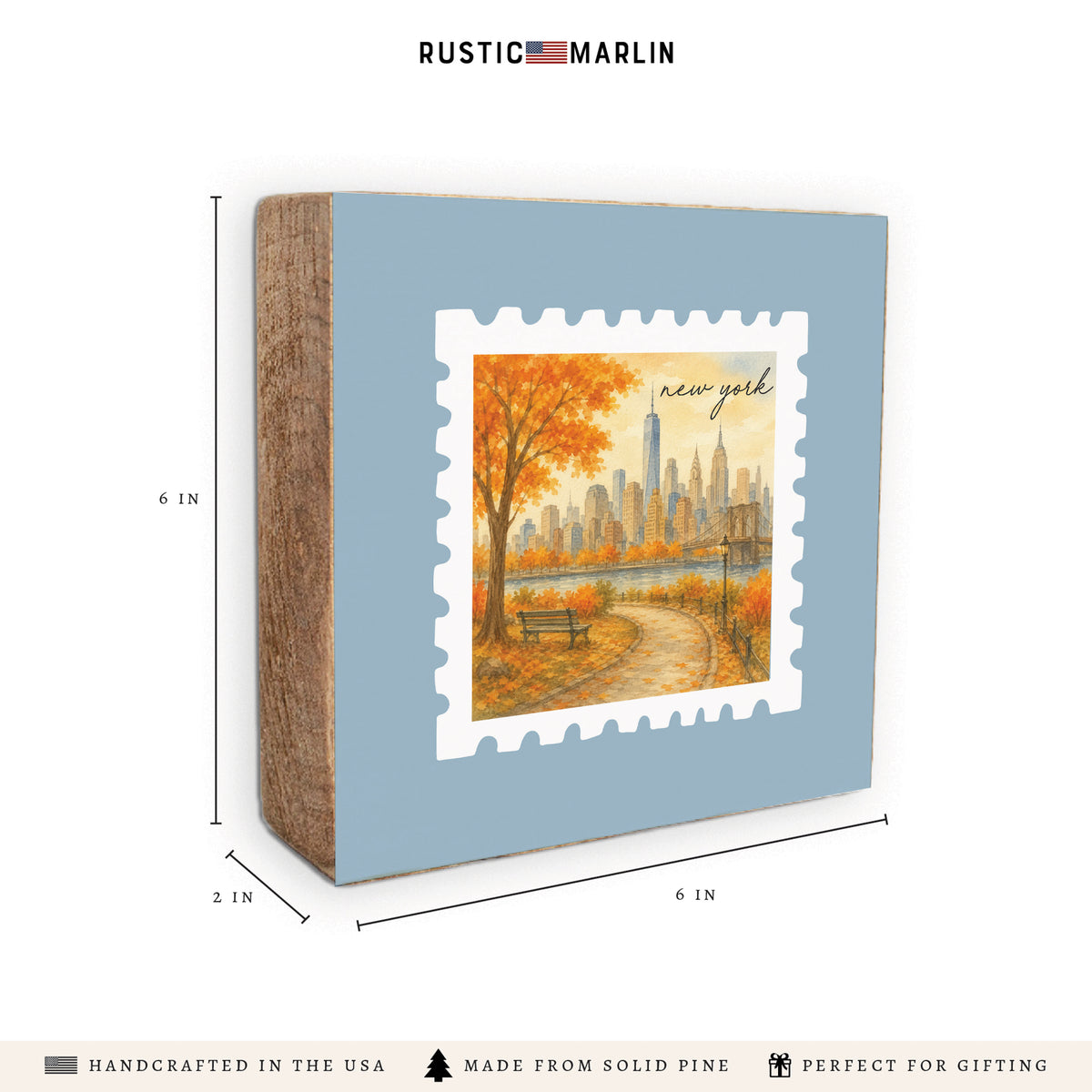 New York Fall Stamp Block Sign