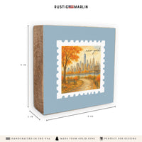 New York Fall Stamp Block Sign
