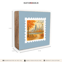 Chicago Fall Stamp Block Sign