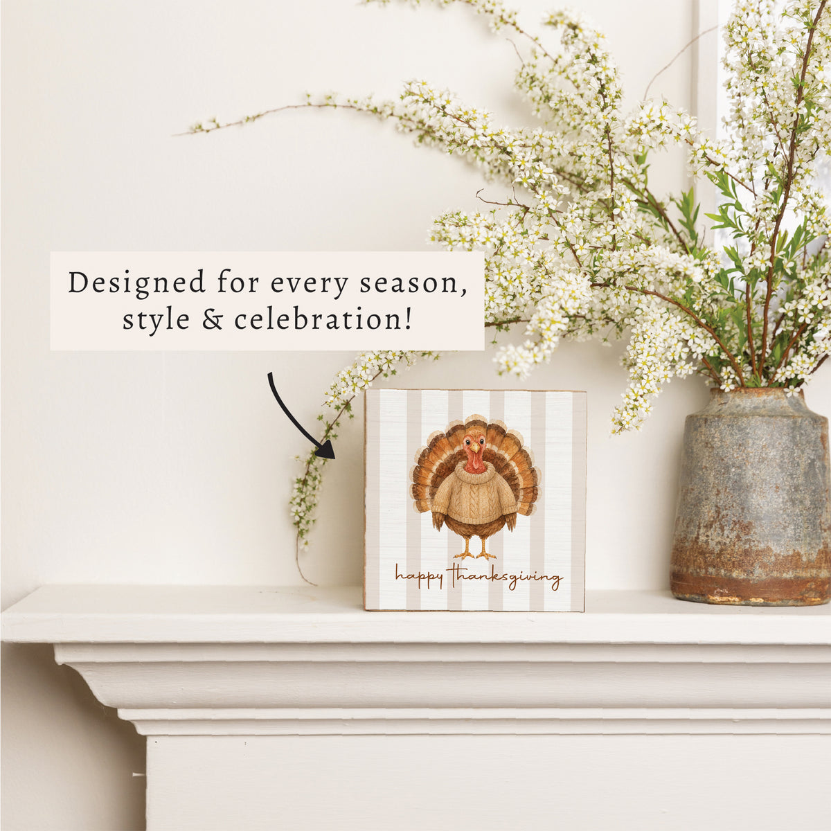 Watercolor Turkey Block Sign
