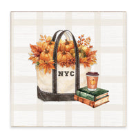 New York Fall Boat Tote Block Sign