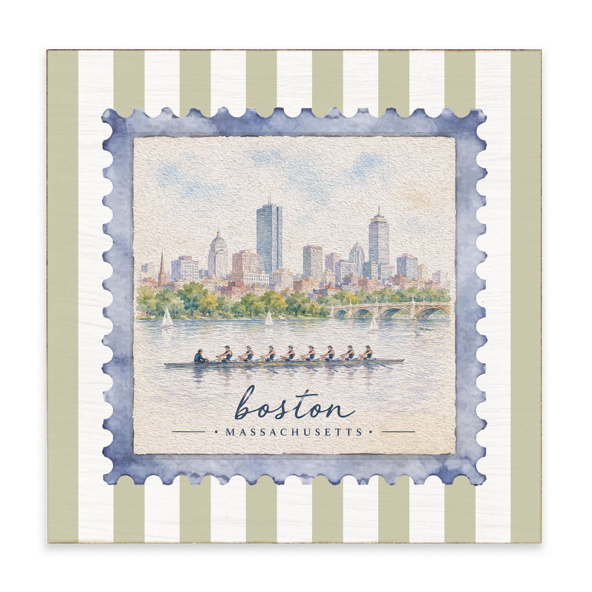 Boston Rowing Stamp Block Sign