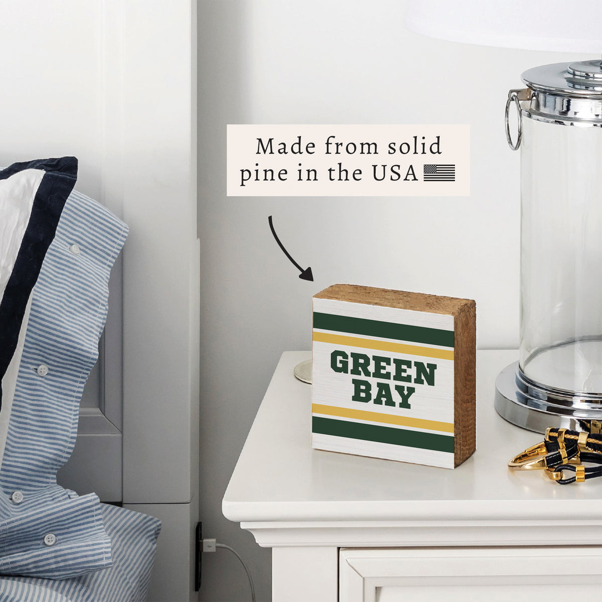 Green Bay Stripes Block Sign