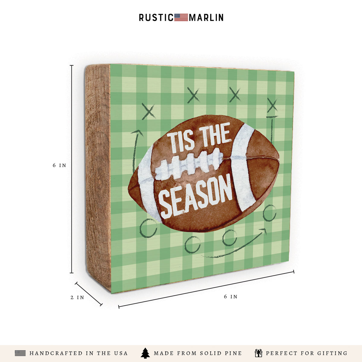 Tis The Season Football Block Sign