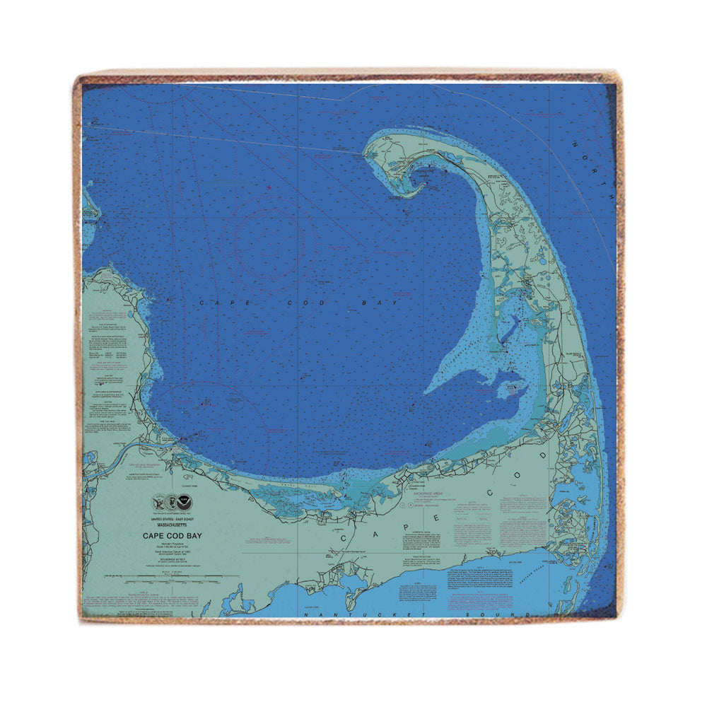 Cape Cod Chart Map Wood Block