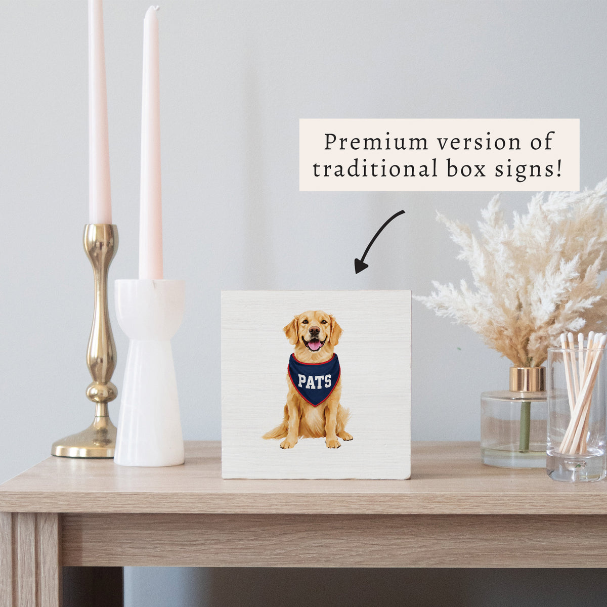 Pats Football Dog Block Sign