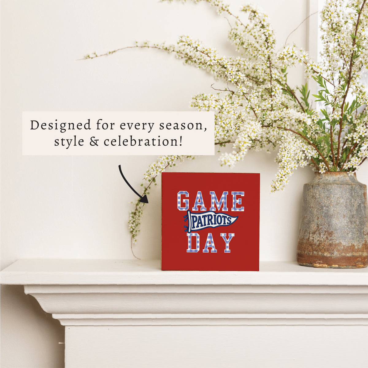 Game Day Patriots Block Sign