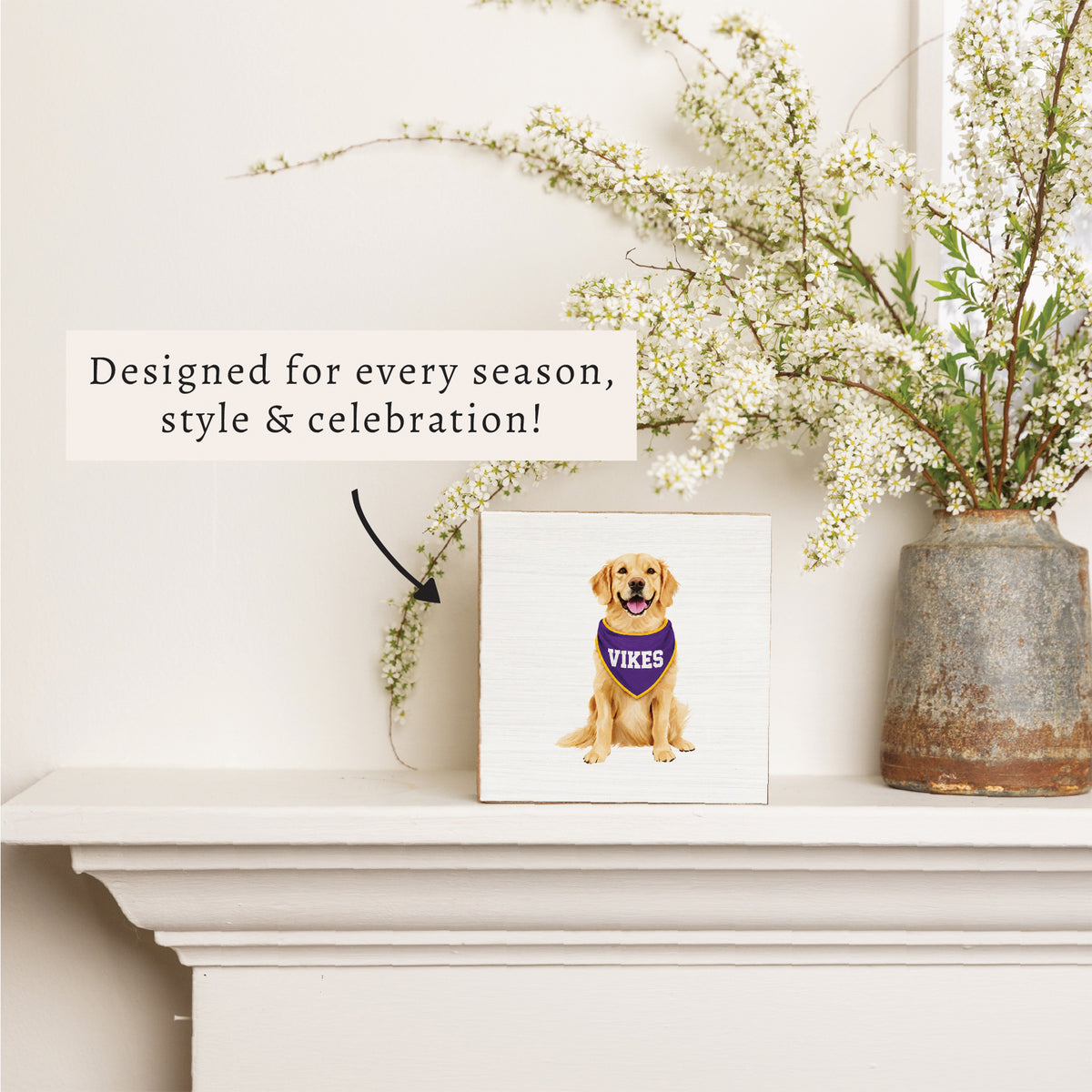 Vikes Football Dog Block Sign