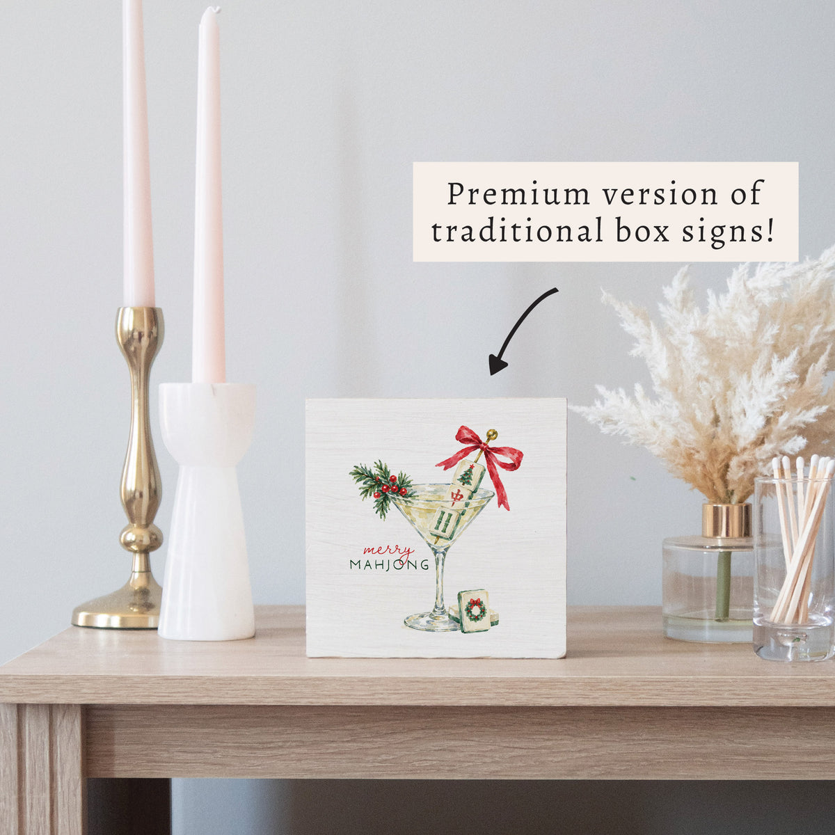 Merry Mahjong Martini Block Sign