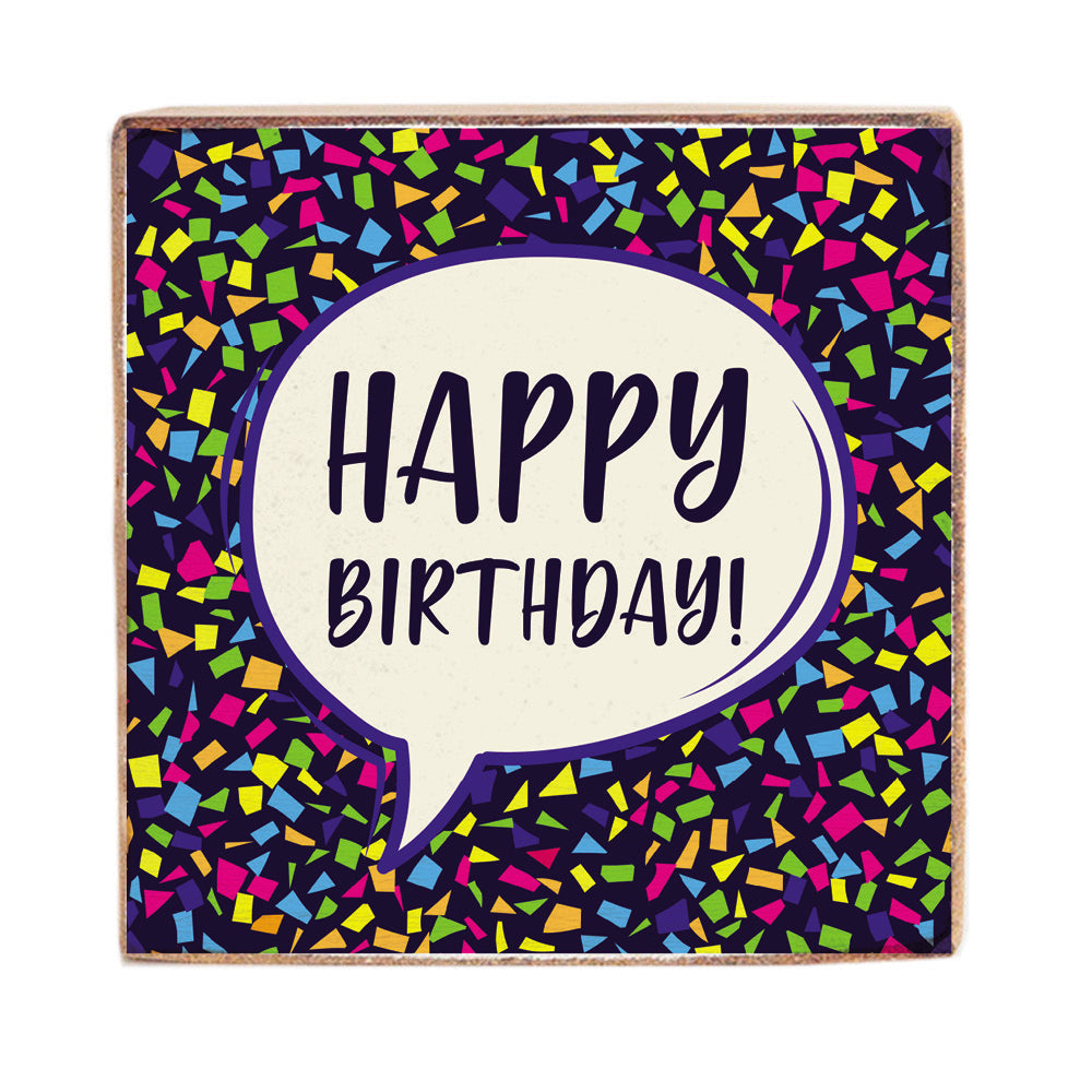 Happy Birthday Decorative Square Block Sign