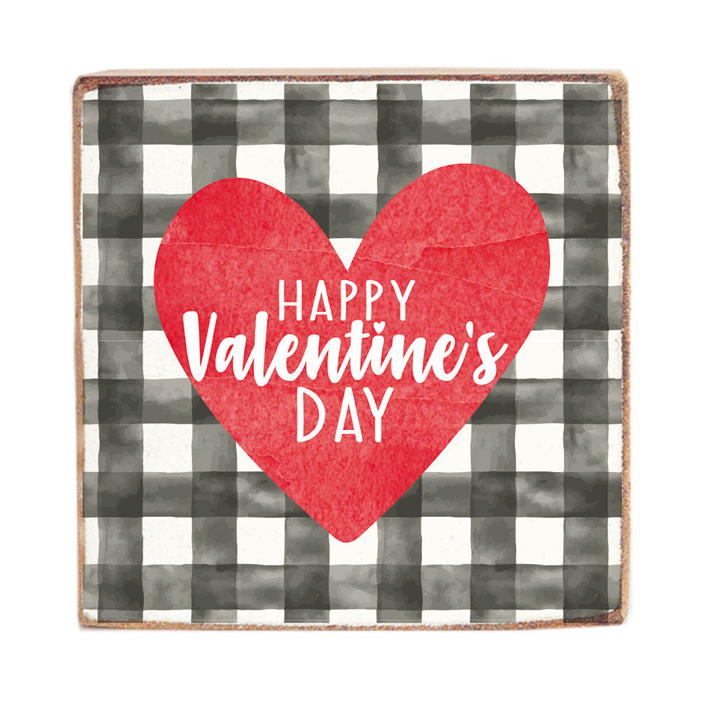 Happy Valentine's Day Decorative Square Block Sign