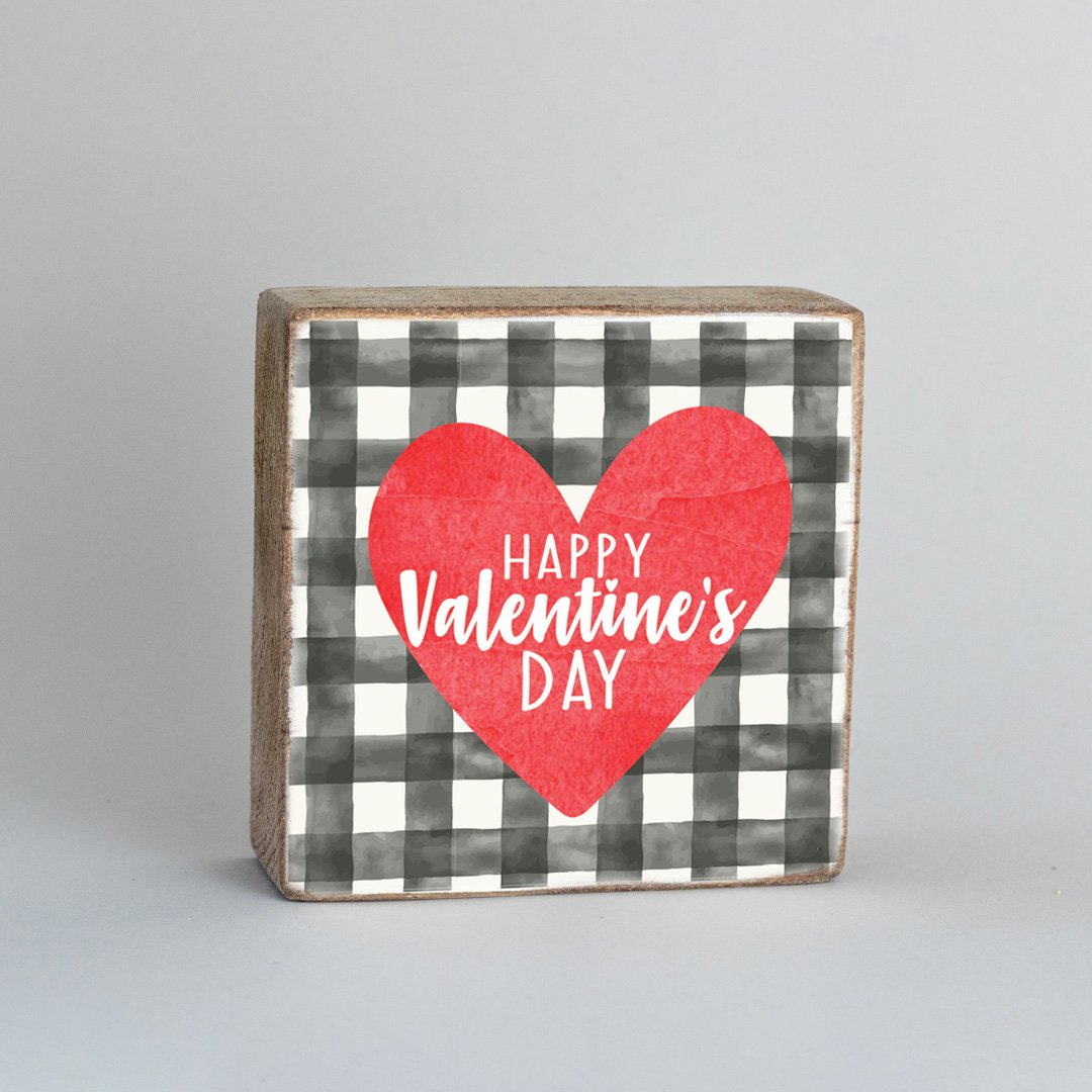 Happy Valentine's Day Decorative Square Block Sign