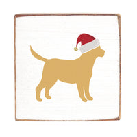 Golden Santa Dog Square Block Sign