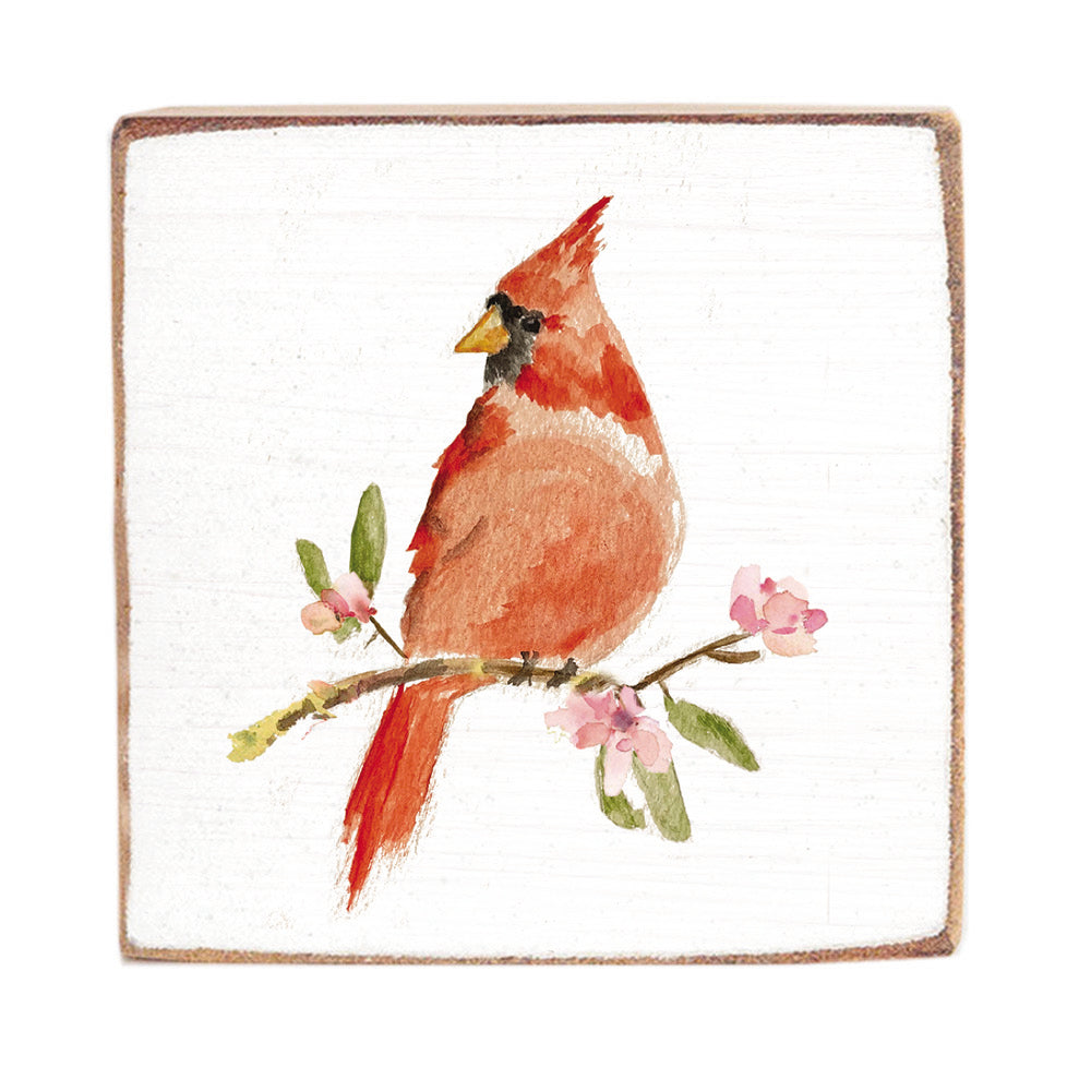 Watercolor Cardinal Block Sign