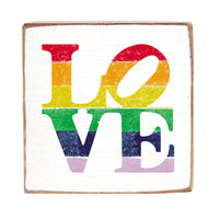 Rainbow Stacked Love Wood Block