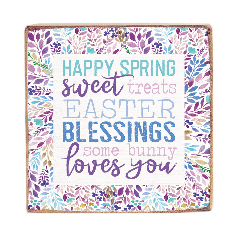 Easter Blessings Decorative Square Block Sign