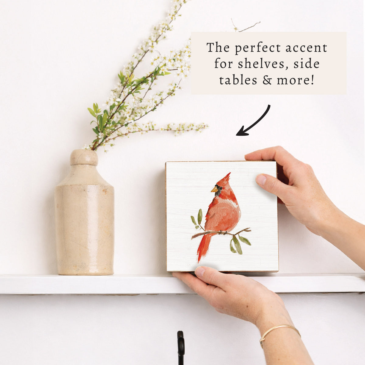 Watercolor Cardinal Block Sign
