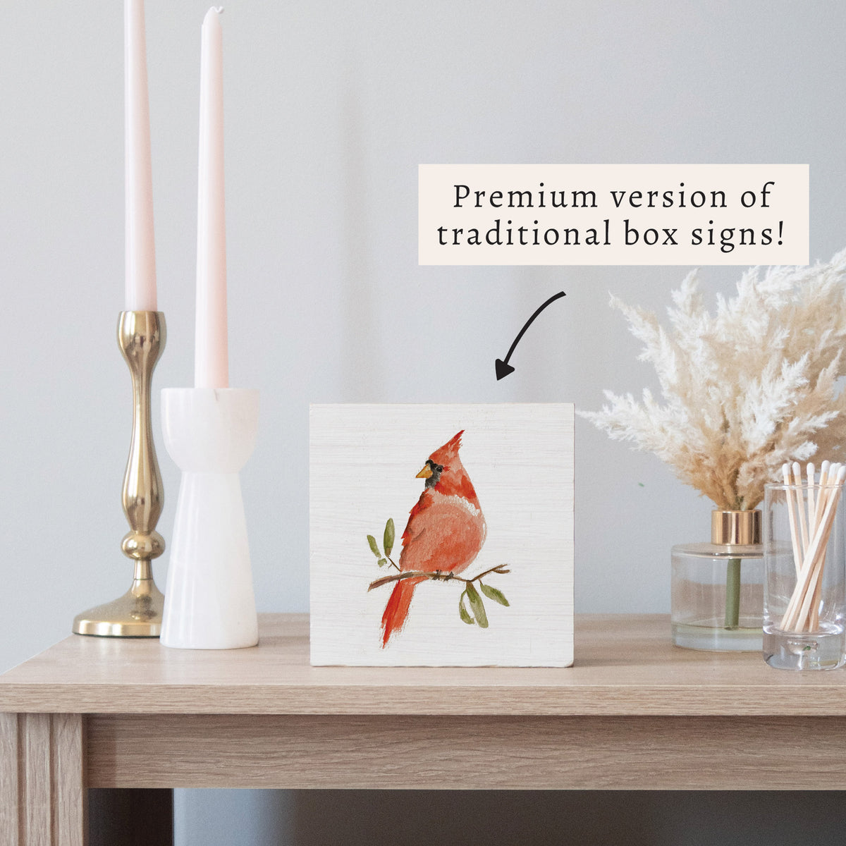 Watercolor Cardinal Block Sign