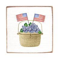 Hydrangea USA Flag Basket Block Sign