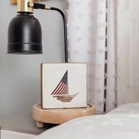 Flag Sailboat Rustic Marlin Square Block Sign