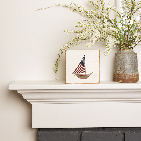 Flag Sailboat Block Sign