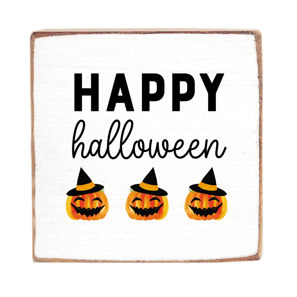 Happy Halloween Square Block Sign
