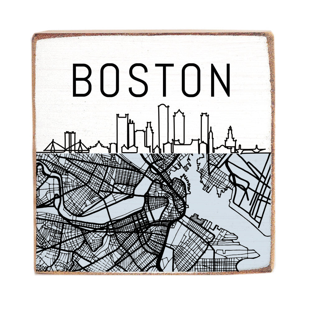 Boston City Map Block Sign
