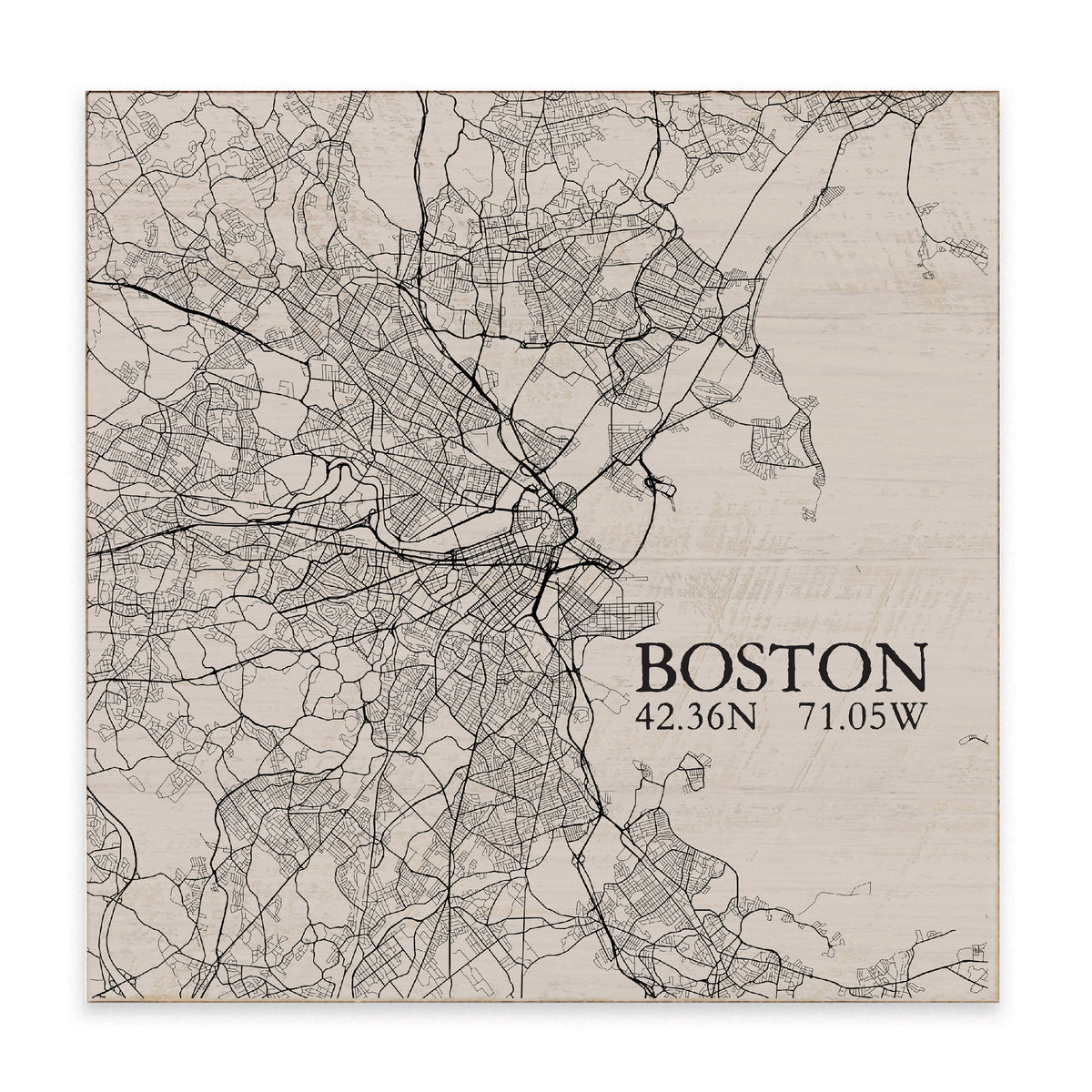 Boston Neutral City Map Block Sign