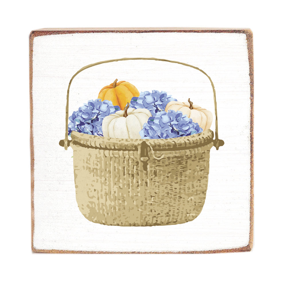 Fall Hydrangea Basket Block Sign