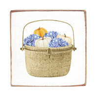 Fall Hydrangea Basket Block Sign
