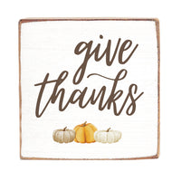 Give Thanks Square Block Sign