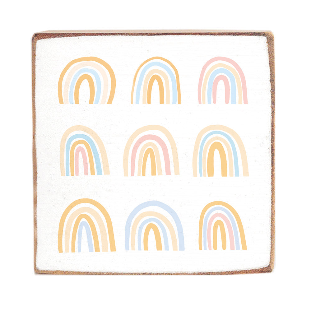 Pastel Rainbow Square Block Sign