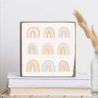 Pastel Rainbow Square Block Sign