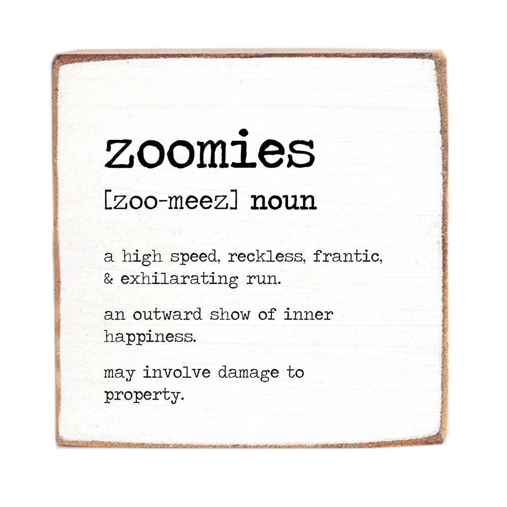 Zoomies Definition Block Sign