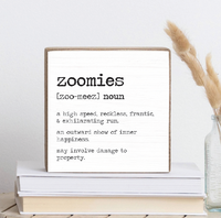 Zoomies Definition Block Sign