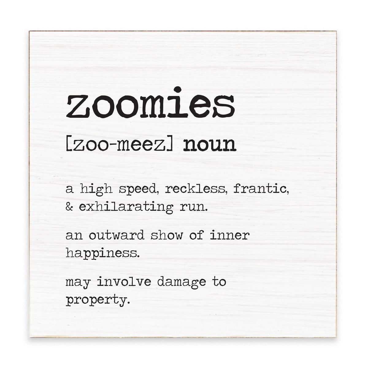 Zoomies Definition Block Sign