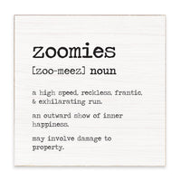 Zoomies Definition Block Sign